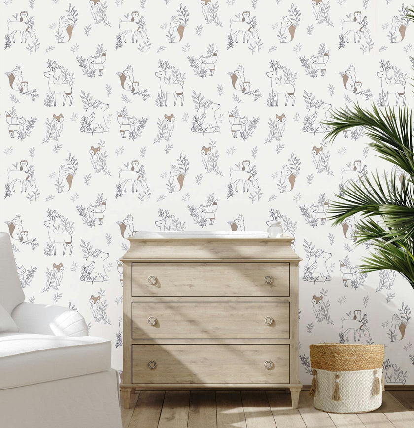 Ezra Woodland Nursery Wallpaper