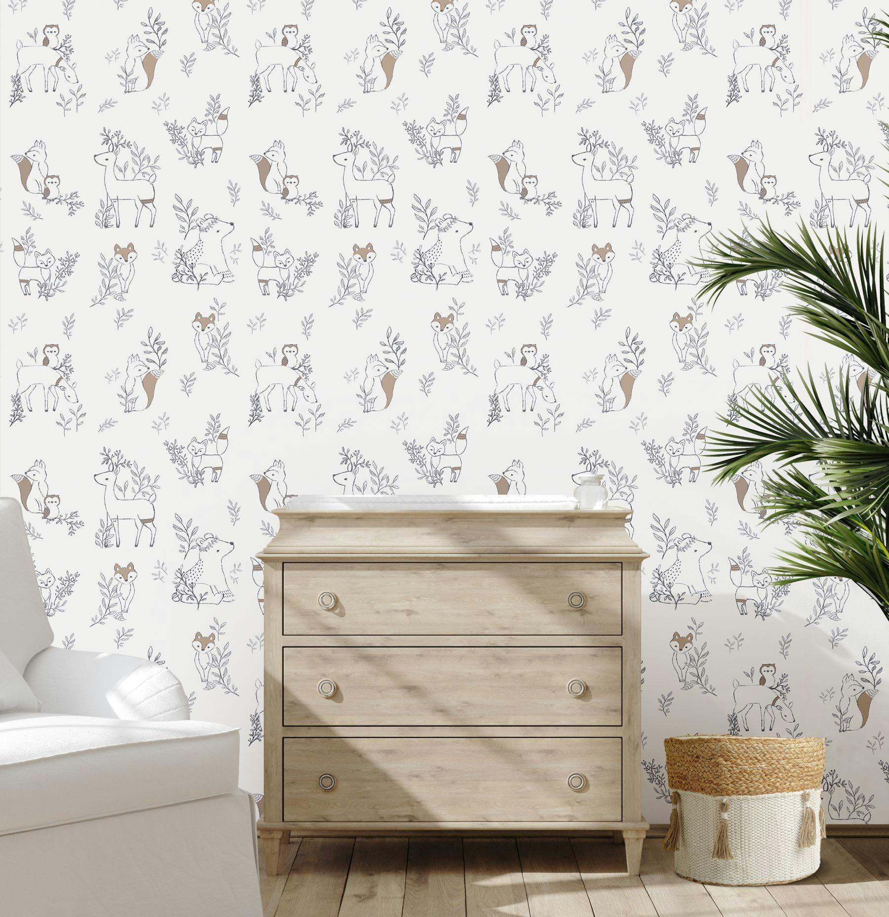 Ezra Woodland Nursery Wallpaper