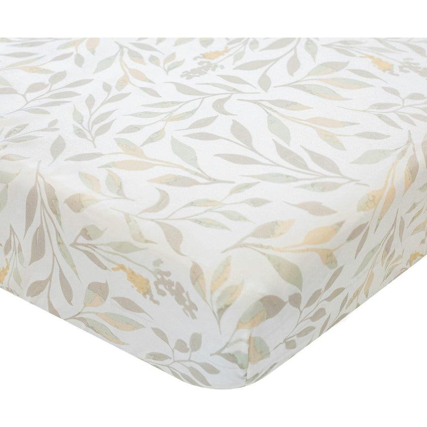 Willow Fitted Crib Sheet (Neutral Leaf)