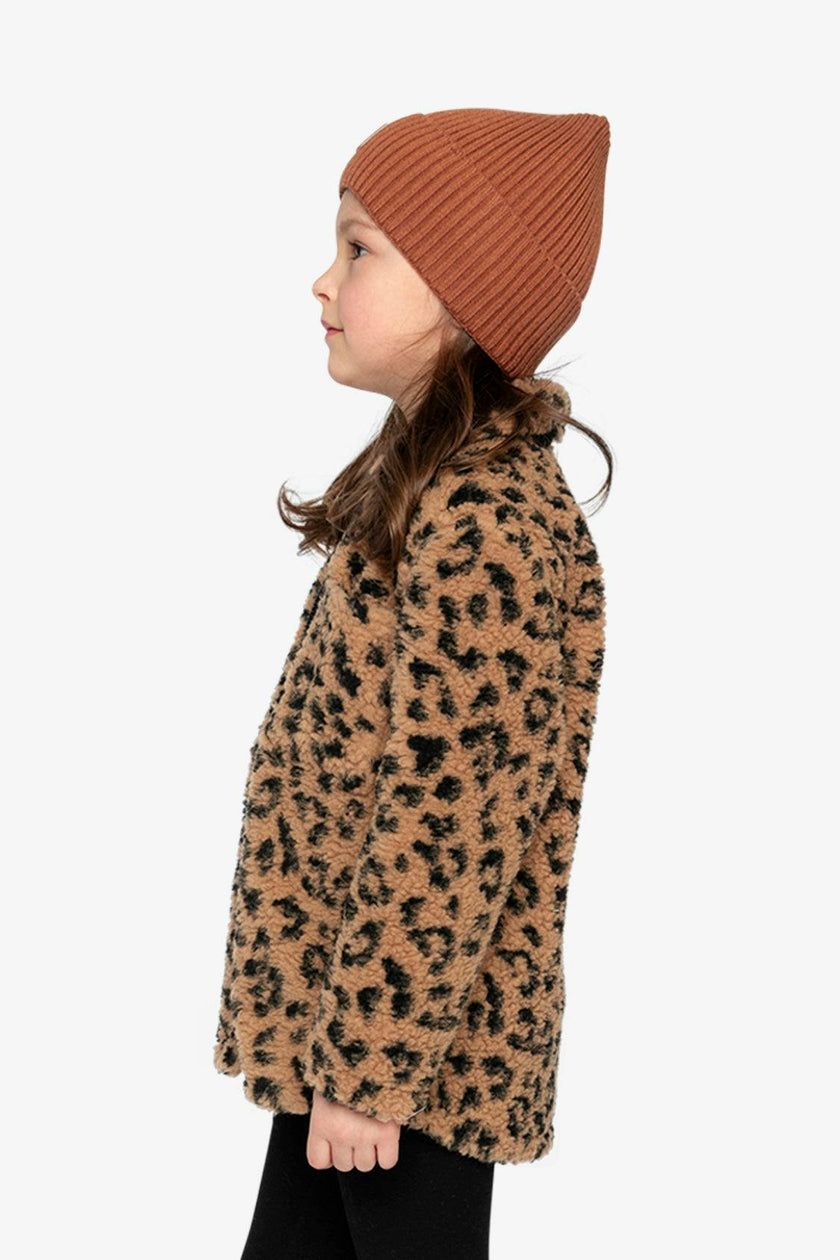 Zipped Sherpa Overshirt With Chest Pockets Leopard Fur