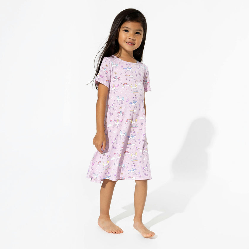 Enchanted Unicorn Bamboo Girls' Short Sleeve Dress