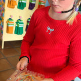 Pointelle Bow Tee