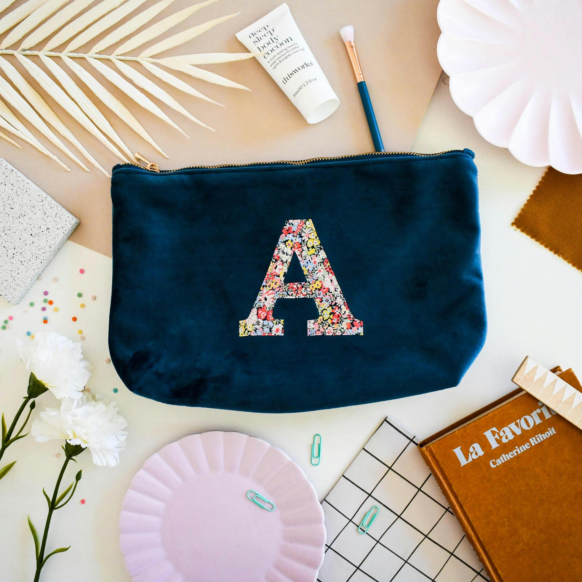 Liberty of London Personalised Cosmetic Bag, Navy