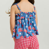Sam Bow Strap Top Ruffled Short Set