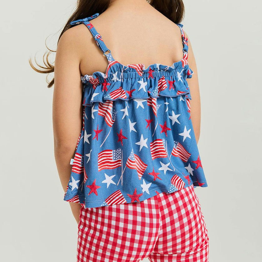 Sam Bow Strap Top Ruffled Short Set