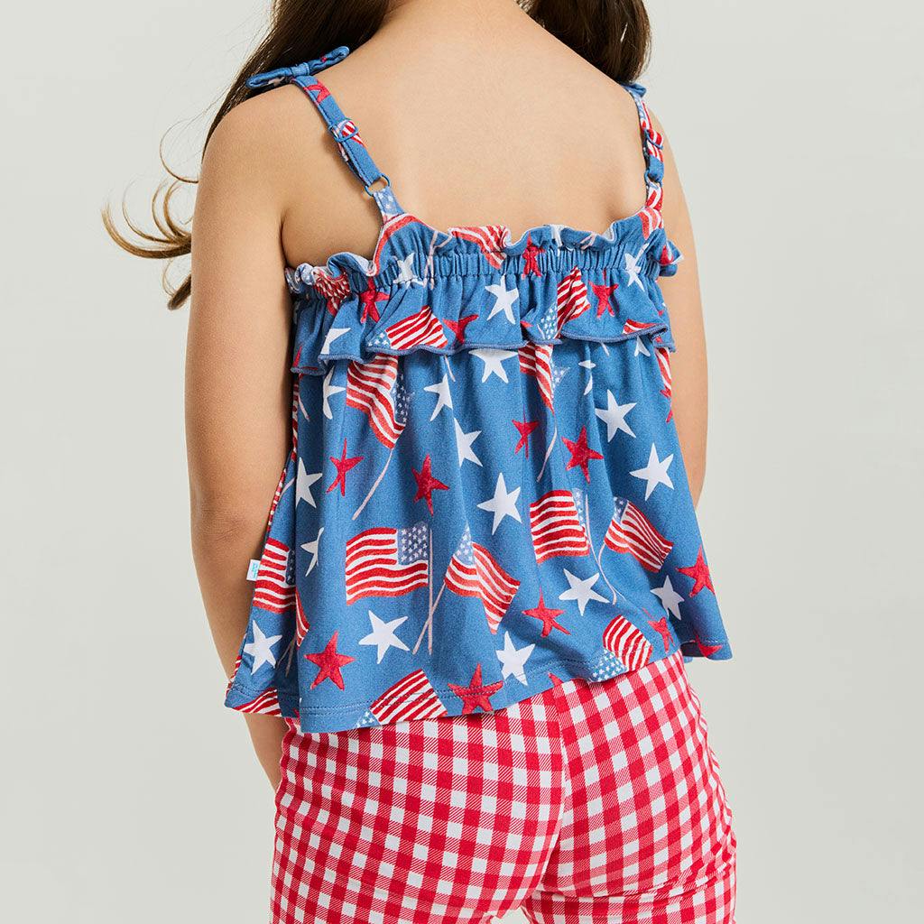Sam Bow Strap Top Ruffled Short Set