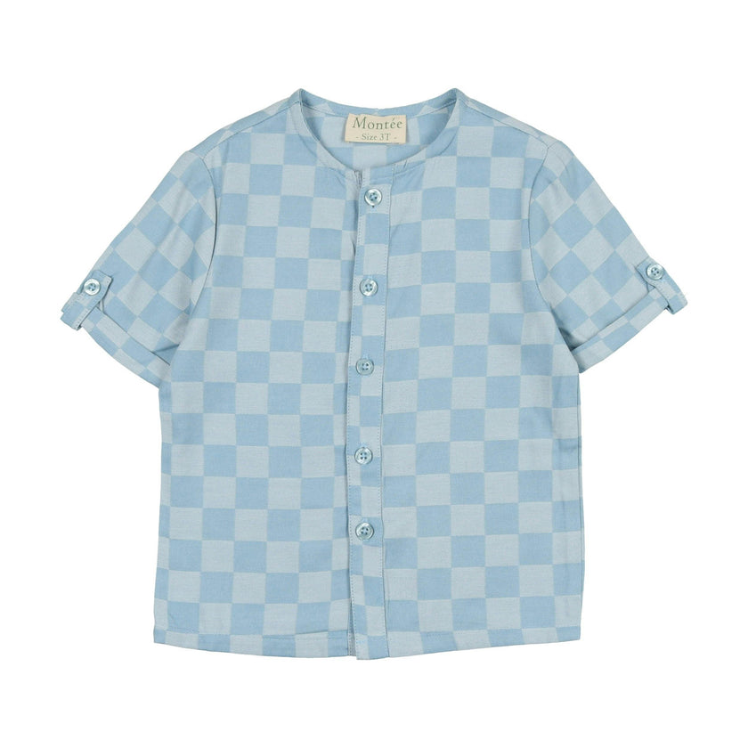 Denim Check Unisex Short Sleeve Shirt