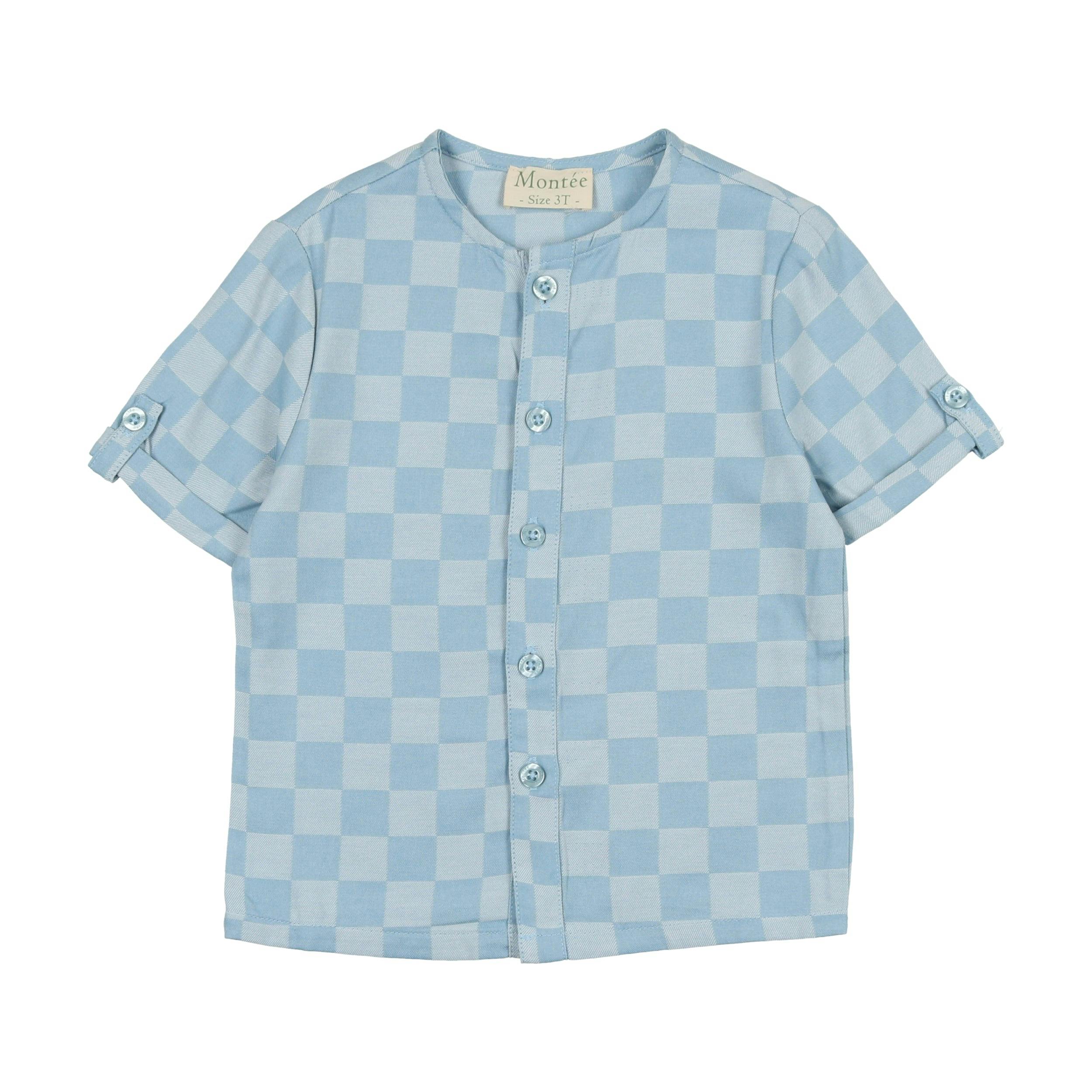 Denim Check Unisex Short Sleeve Shirt