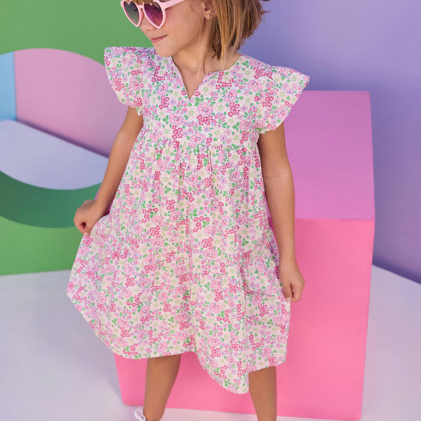 Positano Dress - Pink Bloomsbury Blossoms