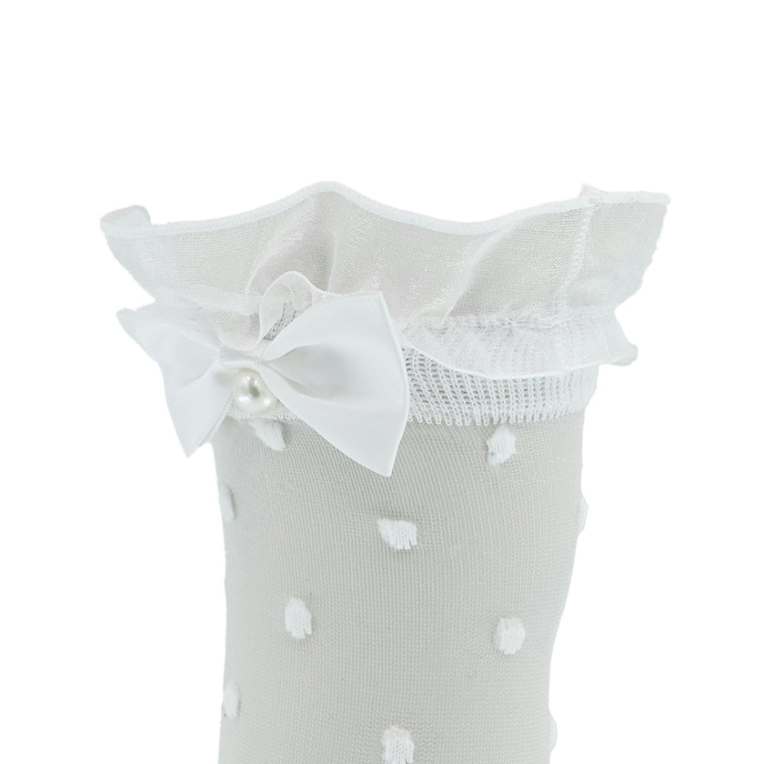 Transparent Polka-Dot Bow Trim Socks