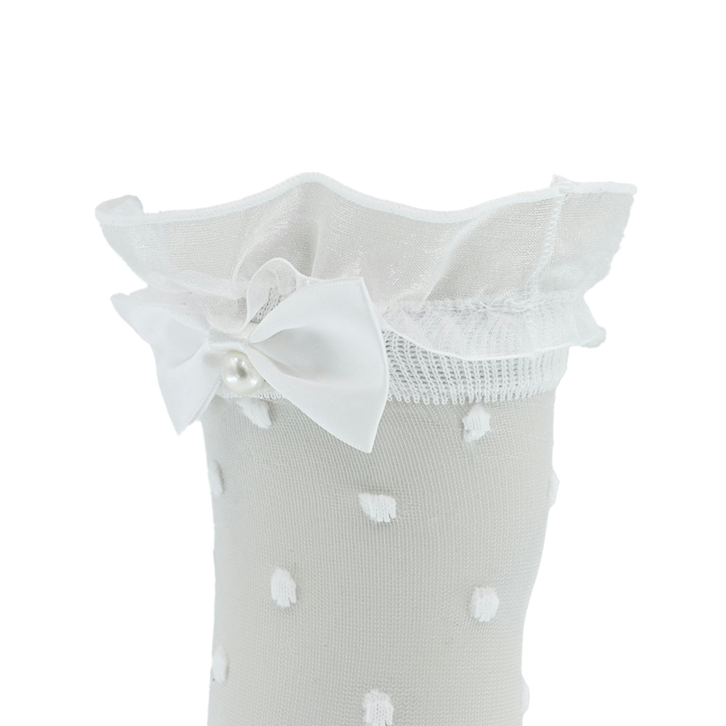 Transparent Polka-Dot Bow Trim Socks