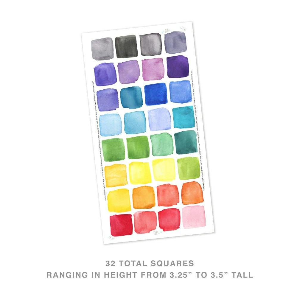Watercolor Squares • Rainbow • Small • Peel-and-Stick Wall Decals