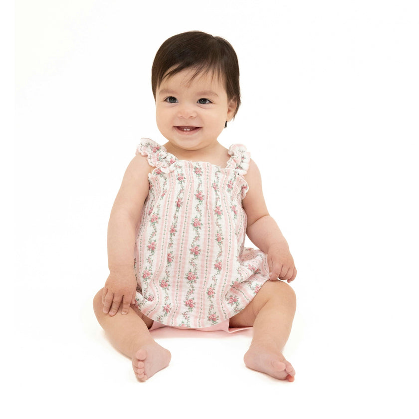Winding Roses Stripe - Ruffly Strap Top and Bike Short