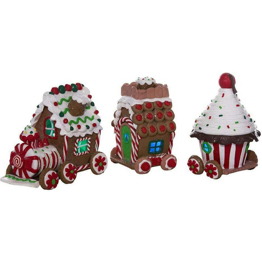 4.3-Inch Claydough 3D LED Gingerbread Train Set of 3 Pieces