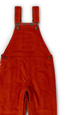 Burnt Ochre Lined Corduroy Dungarees, Red