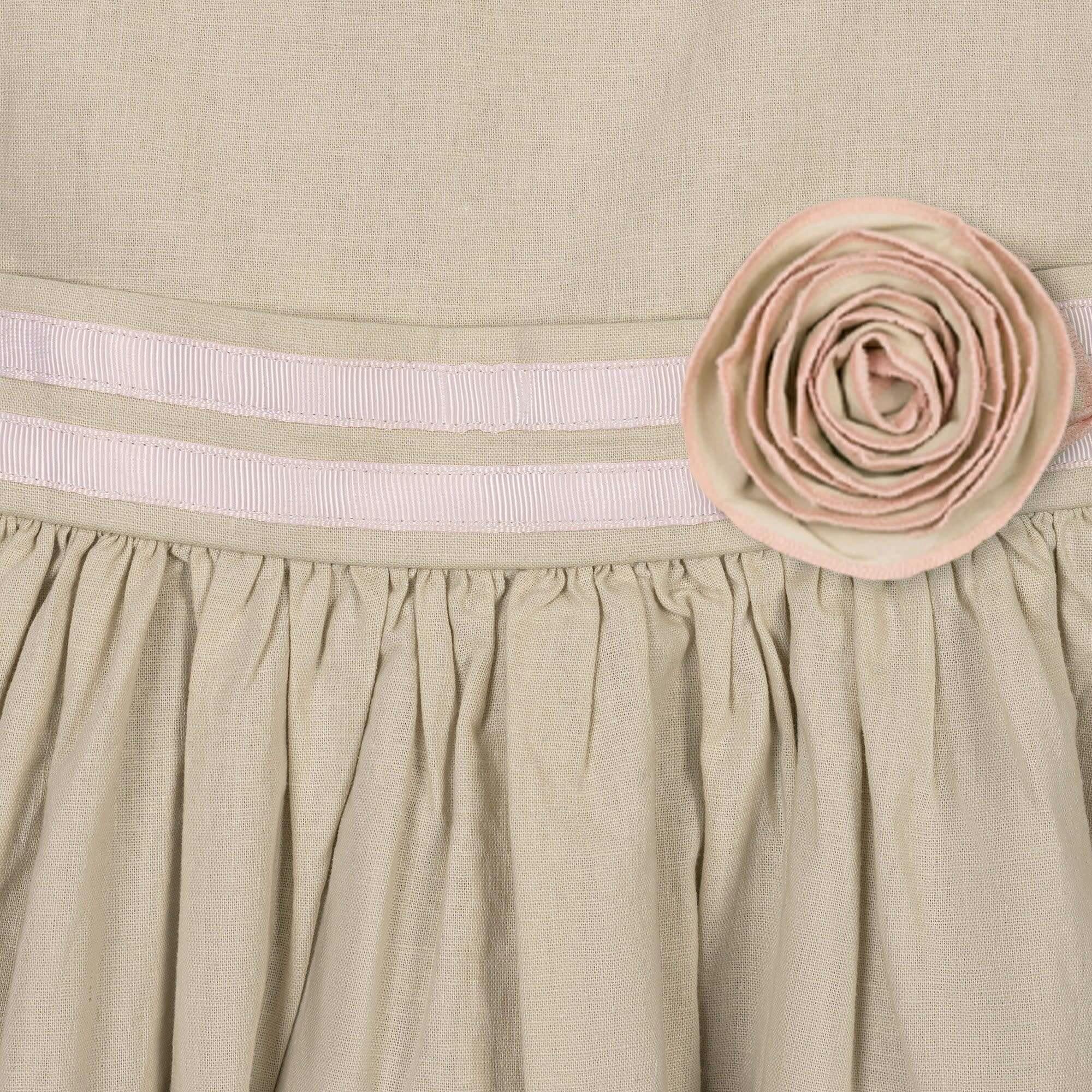 Linen Cami Rosette Dress, Brown