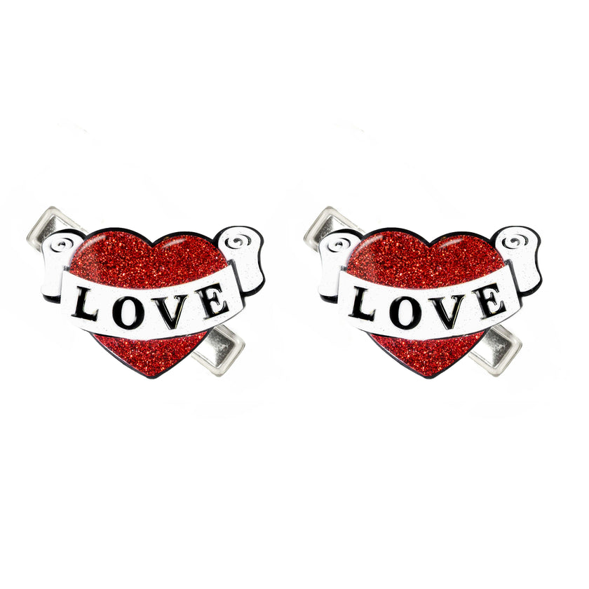 Vintage Heart Hair Clips