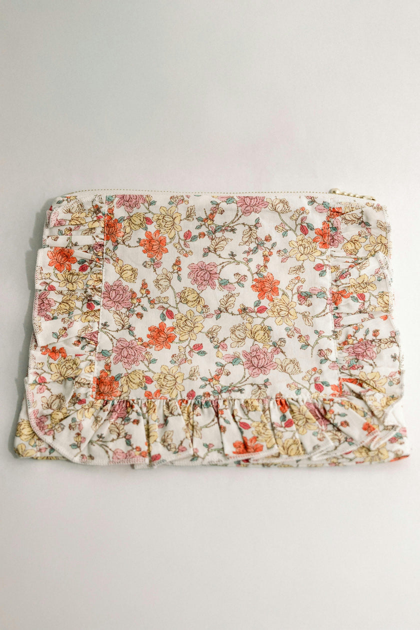 Midsummer Vine Timeless Floral Ruffle Zipper Pouch