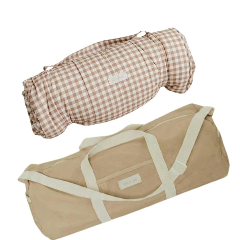 BLOOMERE  Nap Mat Set (Brown Gingham Beige Bag)
