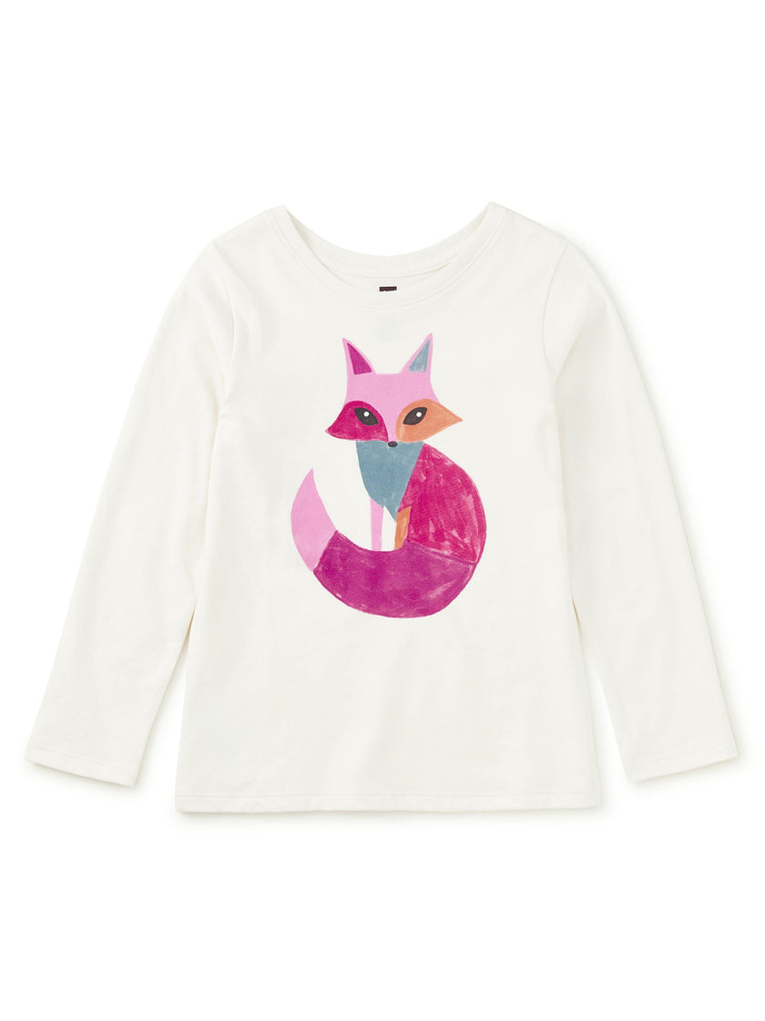 Colorblock Fox Graphic Tee, Chalk