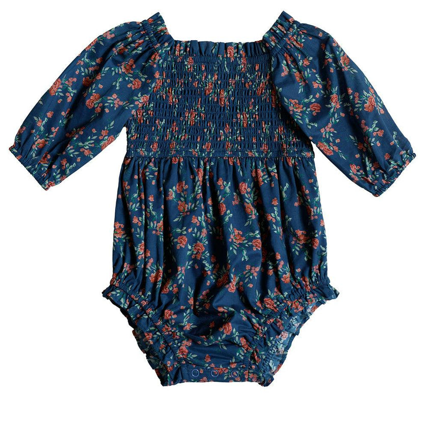 Baby Madeline Romper in Midnight Vibrant Chintz
