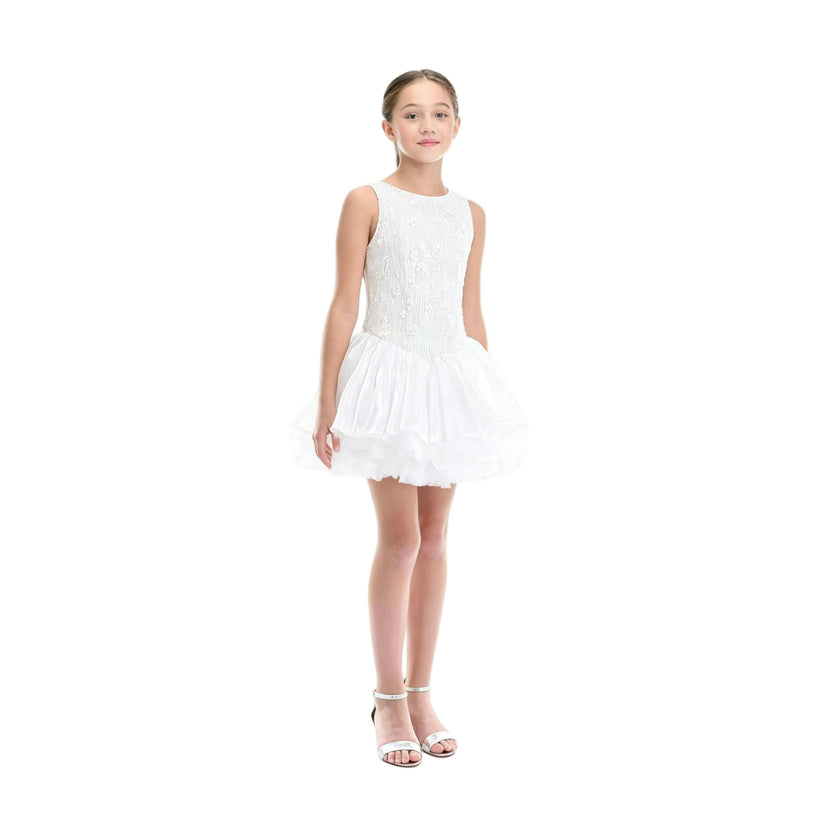 White Soraya Floral Tulle Dress