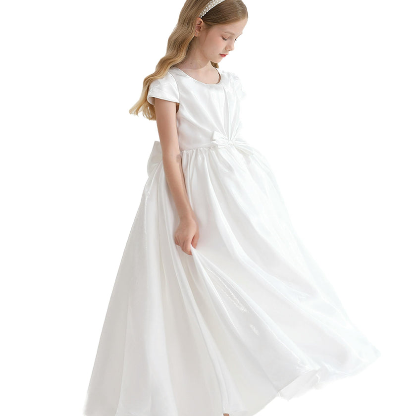 White Bow Long Brea Dress