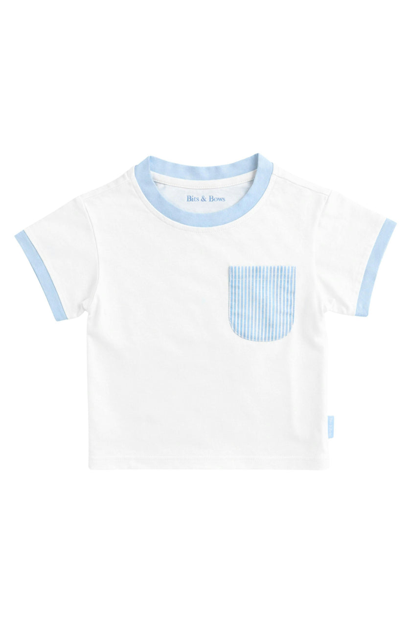 Blue Seersucker Pocket T-Shirt