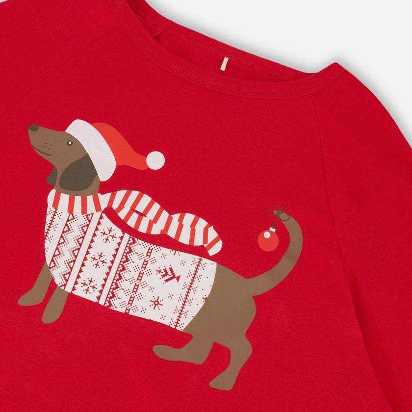 Adult Men Organic Cotton Two-Piece Pajama Set Red and White Fairisle