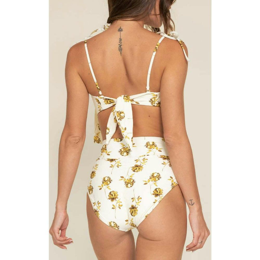 Women's Filigree Added Coverage High Rise Bikini Bottom