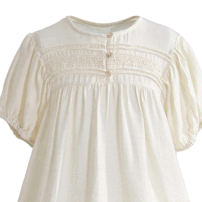 Cream Lace Button Dress