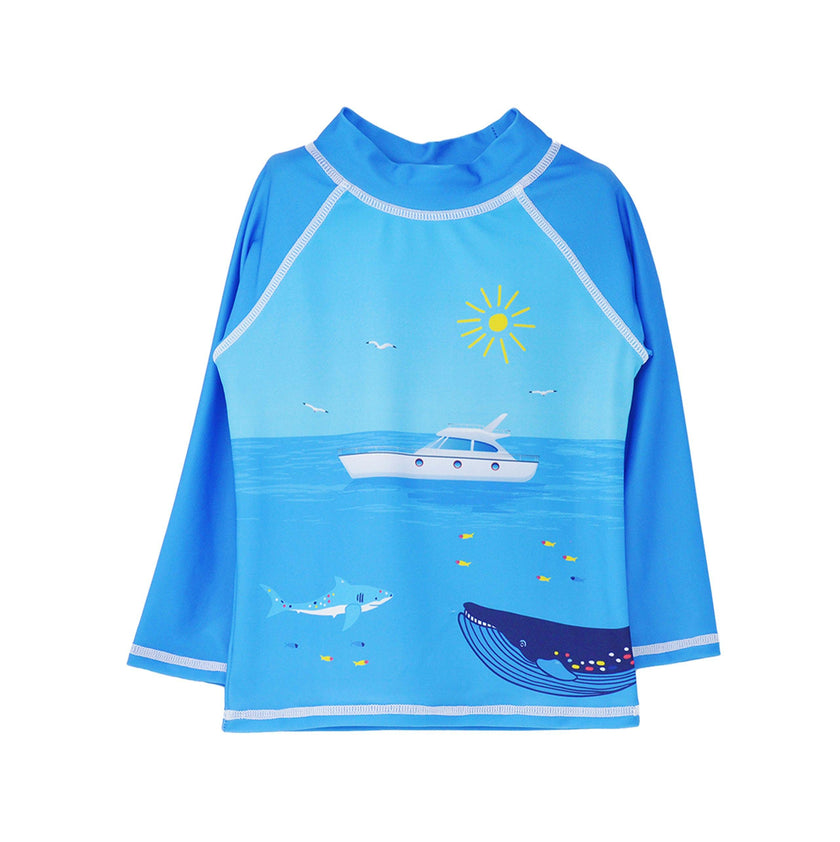 UPF 50+ Graphic Rash Guard Swim Top - G