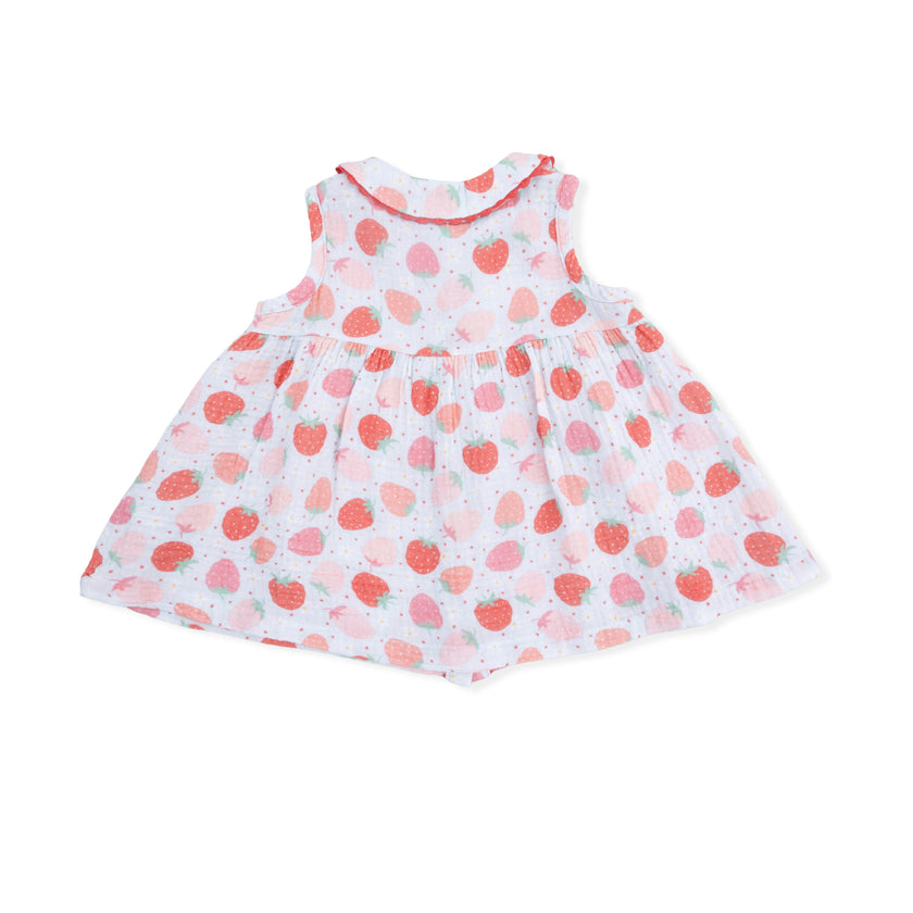 Strawberry Bliss - Jill Dress with Bloomer & Bow on Headband Set