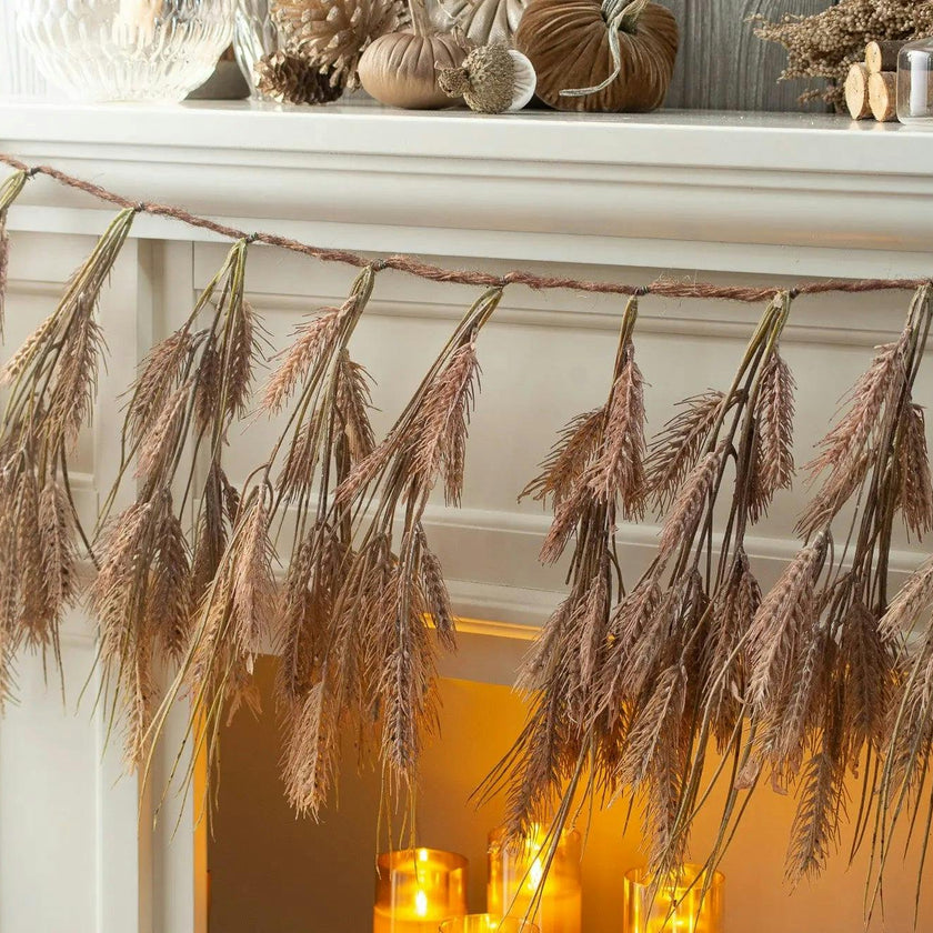 Amber Waves of Grain Autumn Wheat Fall Harvest Hanging Railing or Mantel Garland