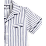 Kid's Twill Pajama Short Set in Navy French Ticking