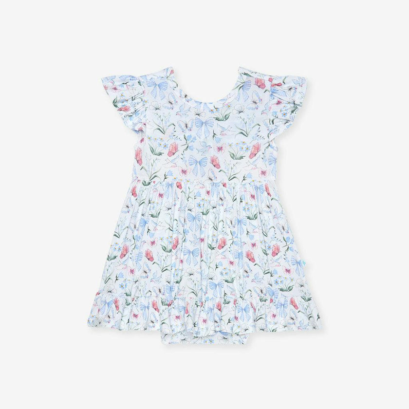 Gail Tie Back Ruffled Bodysuit Dress