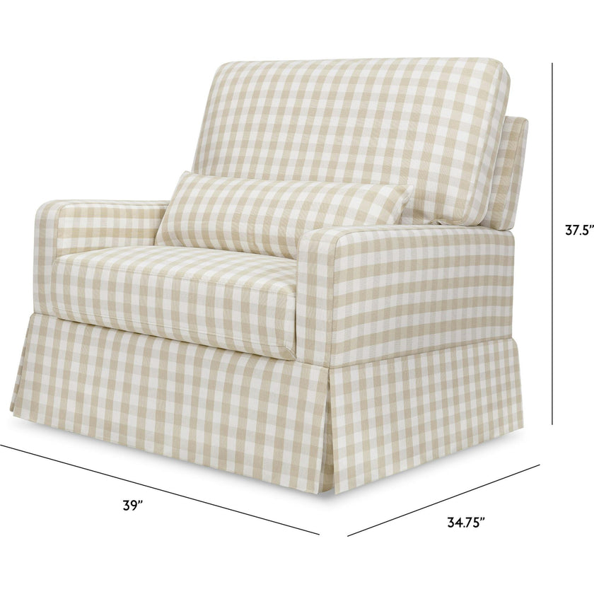 Crawford Pillowback Chair and a Half Comfort Swivel Glider in Tan Gingham