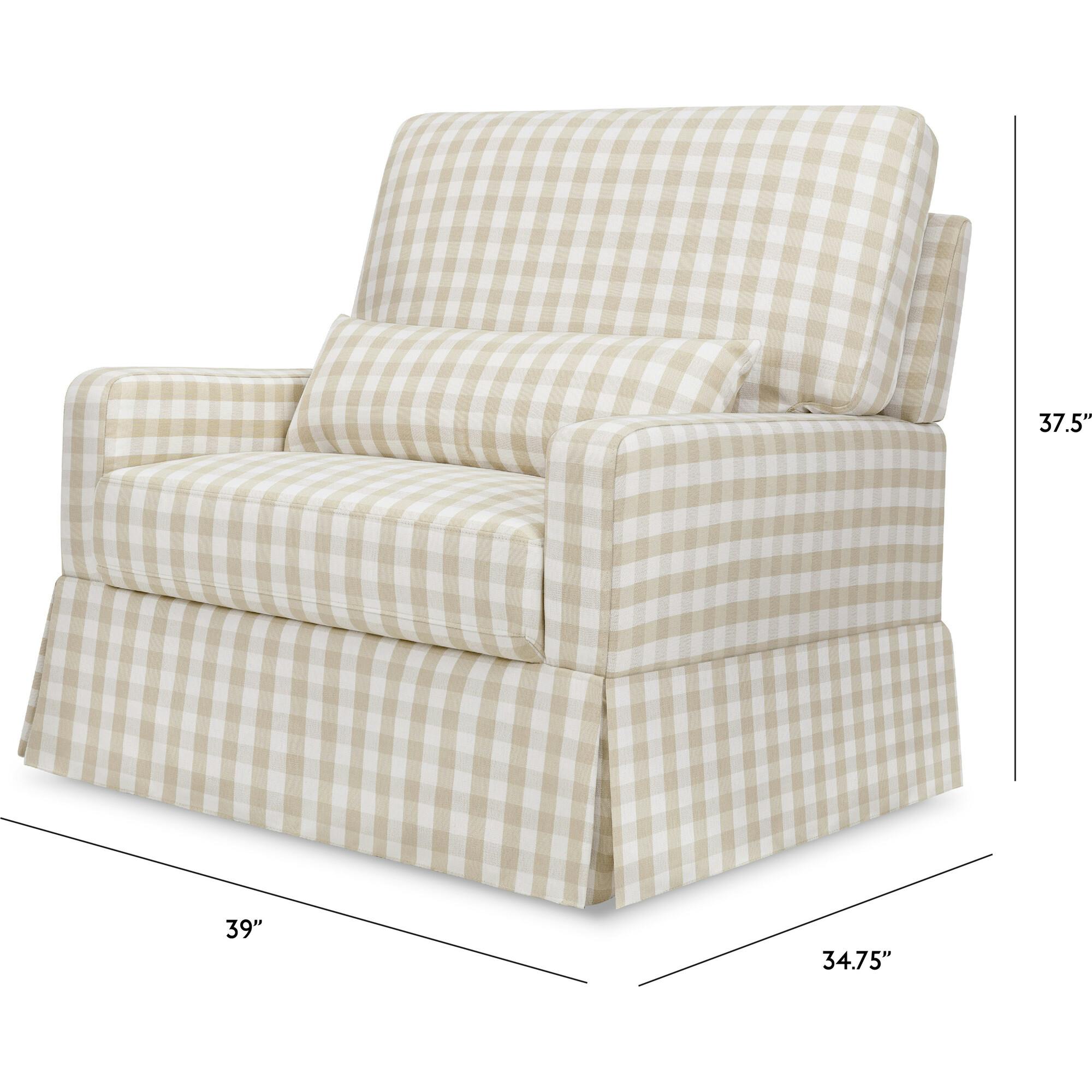 Crawford Pillowback Chair and a Half Comfort Swivel Glider in Tan Gingham