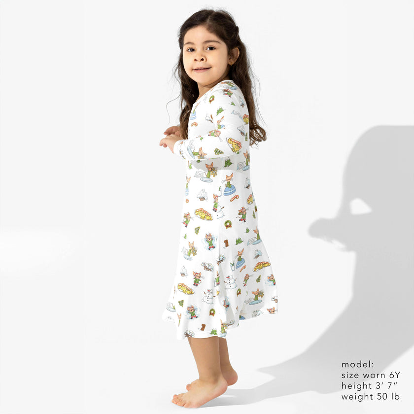 If You Give A Mouse A Cookie Christmas Bamboo Girls' Long Sleeve Dress