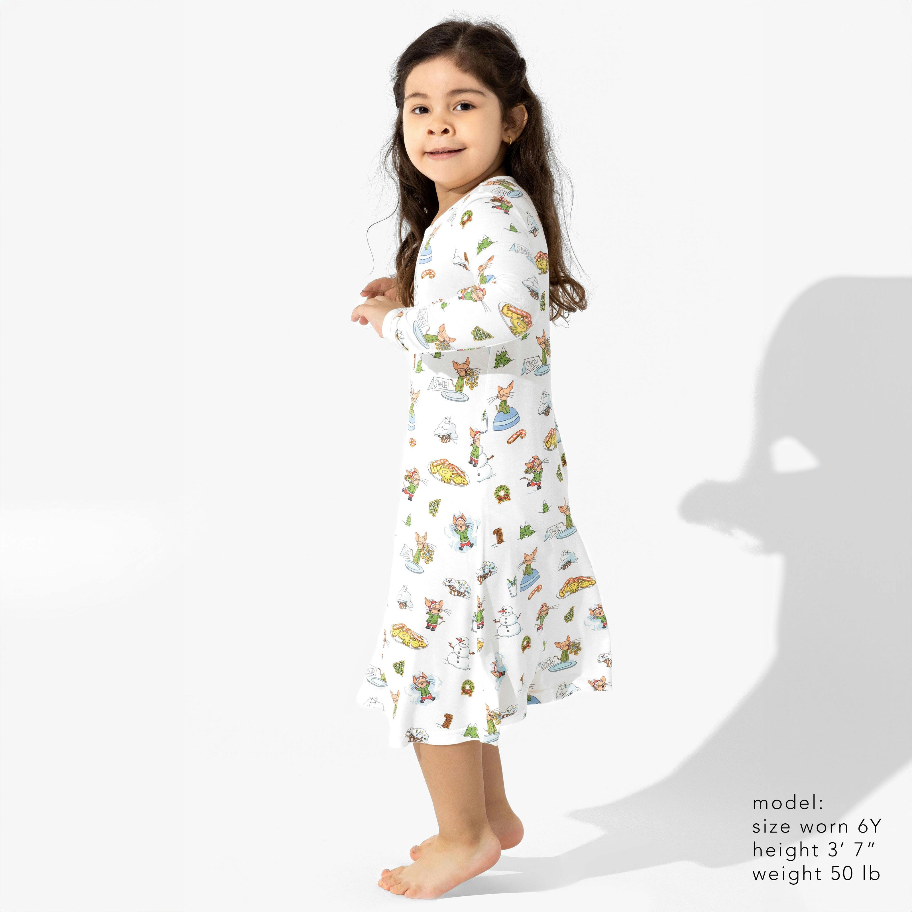 If You Give A Mouse A Cookie Christmas Bamboo Girls' Long Sleeve Dress