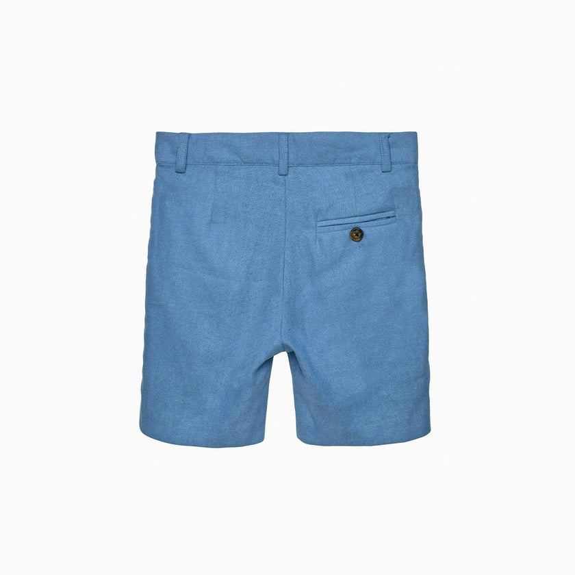 Theo Tailored Shorts in Blue Linen