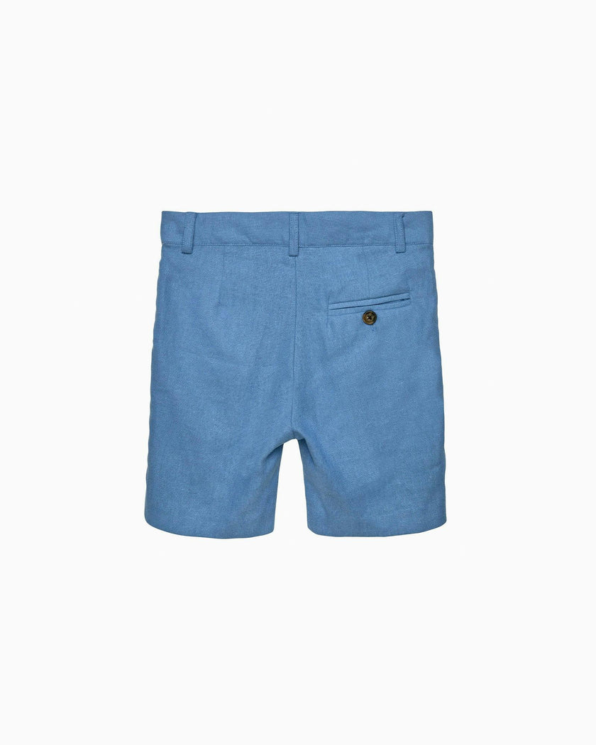 Theo Tailored Shorts in Blue Linen
