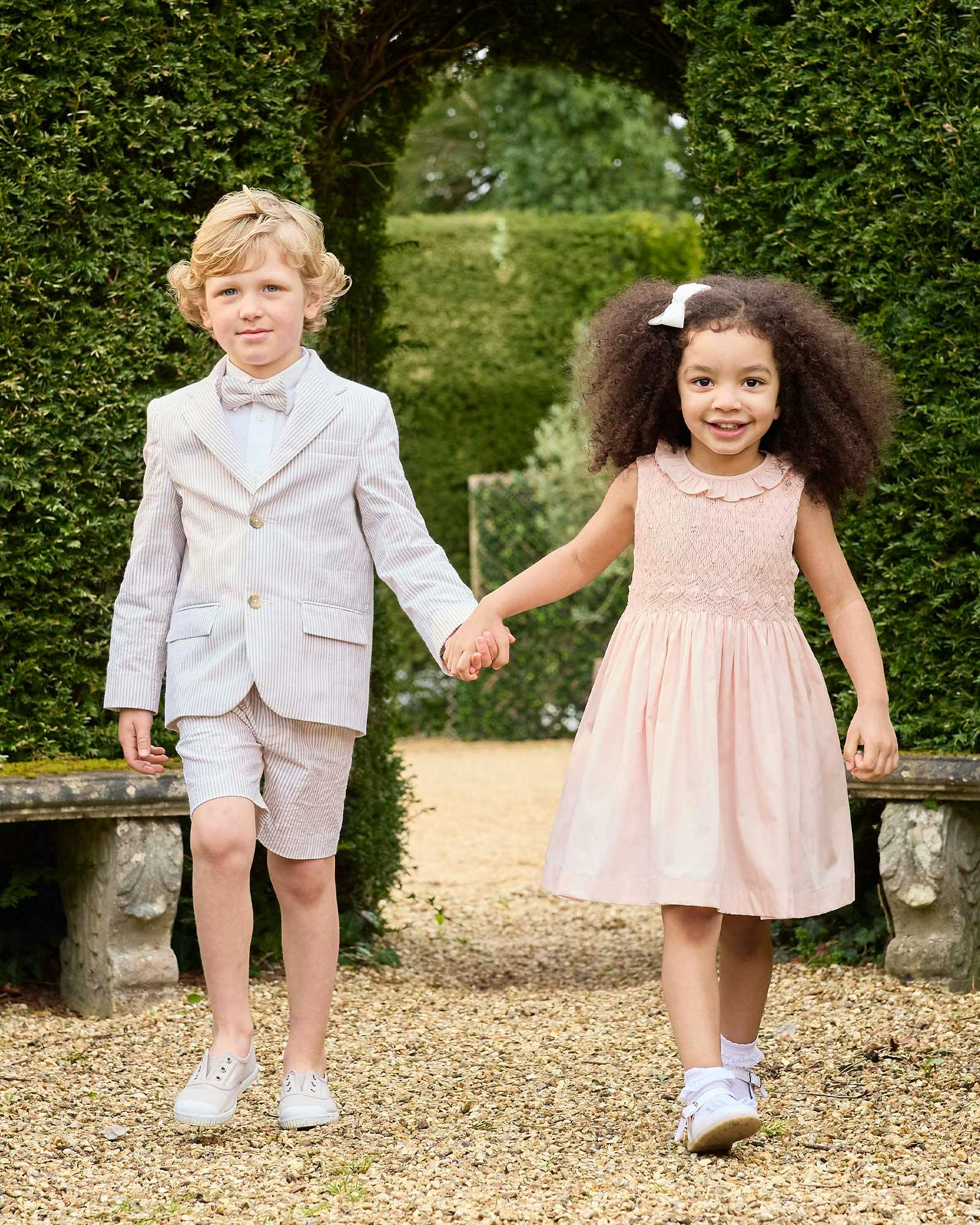 Sleeveless Willow Rose Hand Smocked Dress in Peach