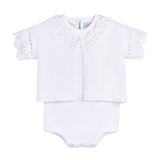White Crochet Cardigan & Romper Set White