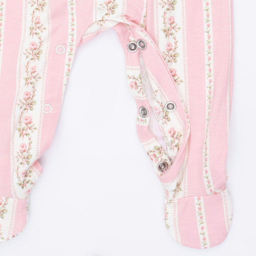 Antoinette Stripe - Smocked Peter Pan Snap Footie