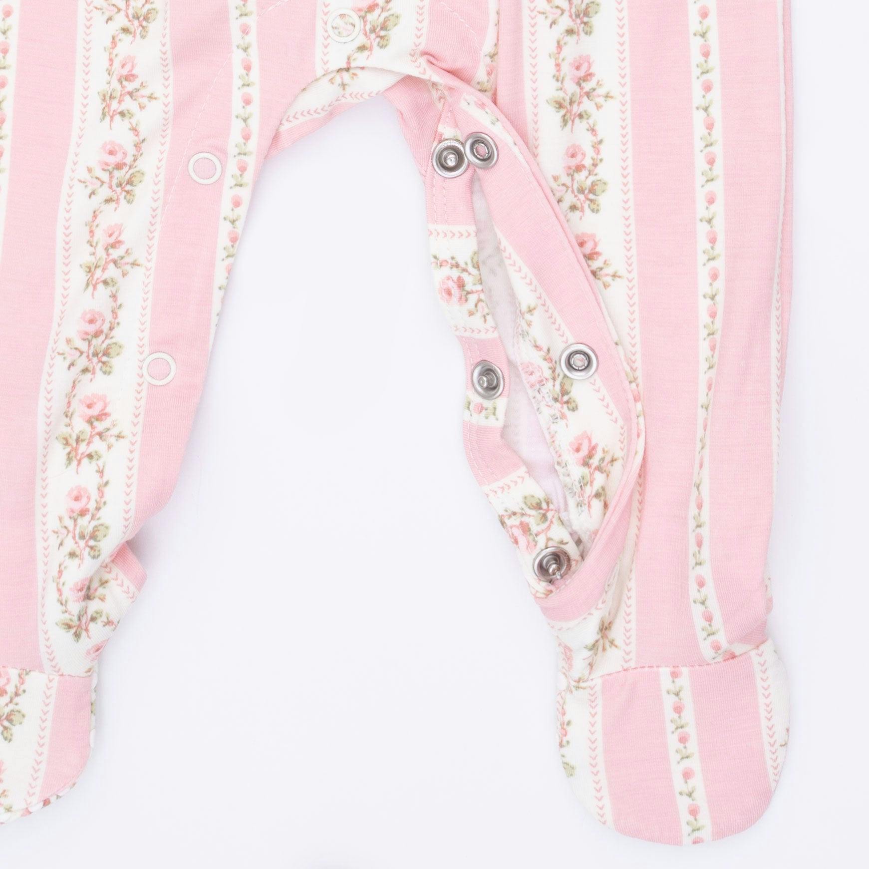 Antoinette Stripe - Smocked Peter Pan Snap Footie