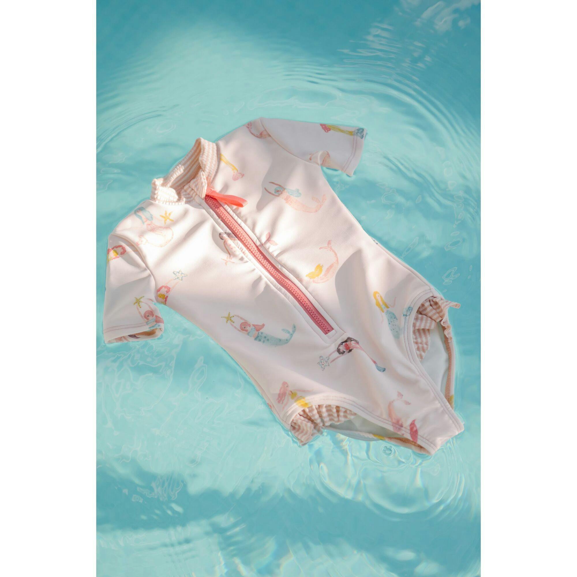 Swim Short Sleeve Ruffle One-Piece, Multi