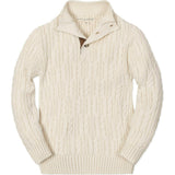 Organic Mock Neck Cable Sweater, White