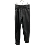 Girls Leather Joggers, Black