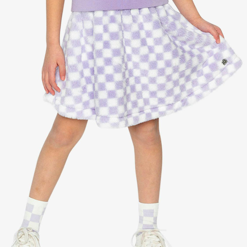 Faux Fur Skirt Lilac and White Tiles